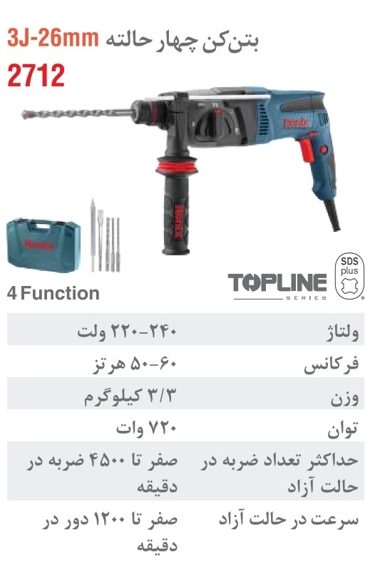 بتن کن برقی 26 میلی متری 720 وات 2712