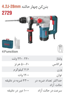 بتن کن برقی 28 میلی متری 1200 وات 2729