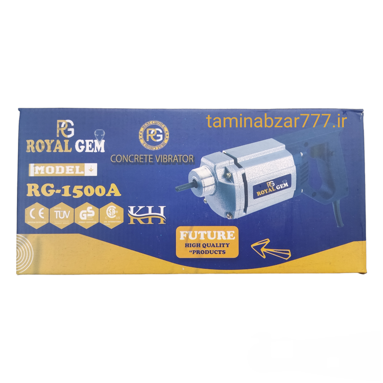 ویبره صنعتی بتن ۱۵۰۰ وات RoIal gem نیم تنه فلزی همراه با شیلنگ ۳ متری مدل RG 1500